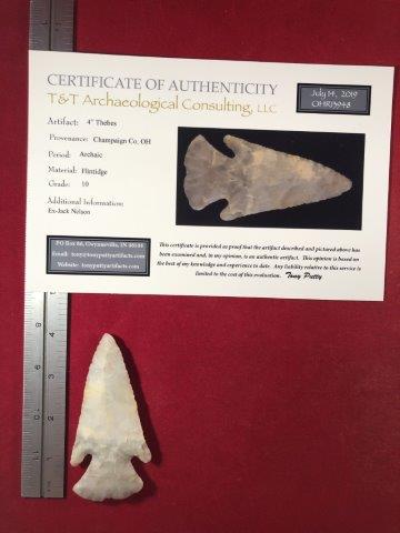 THEBES     INDIAN ARTIFACT POTTERY ARROWHEAD WITH COA (1 of 6)