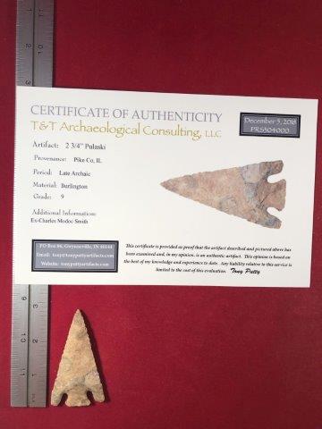 PULASKI     INDIAN ARTIFACT POTTERY ARROWHEAD WITH COA (1 of 5)