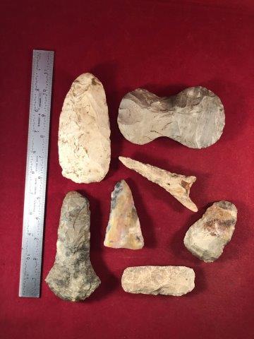 7 CHIPPED TOOLS     INDIAN ARTIFACT POTTERY ARROWHEAD (1 of 4)