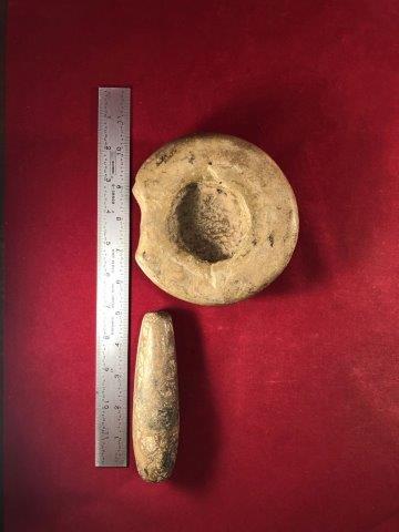 MORTER & PESTAL     INDIAN ARTIFACT POTTERY ARROWHEAD (1 of 5)