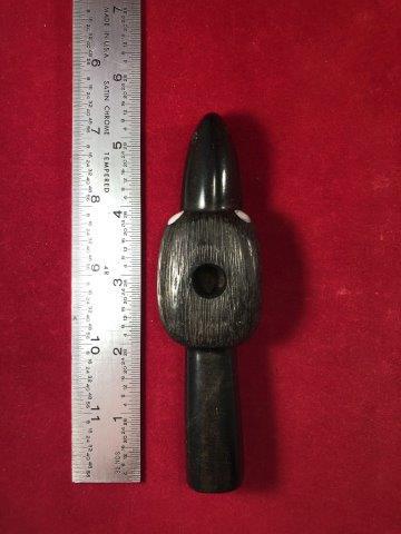 STONE HAWK EFFIGY PIPE     INDIAN ARTIFACT POTTERY (1 of 4)
