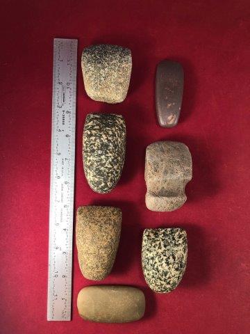 7 ASSORTED AXES & CELTS     INDIAN ARTIFACT POTTERY (1 of 4)