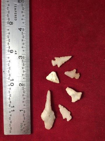 6 BIRD POINTS     INDIAN ARTIFACT POTTERY ARROWHEAD (1 of 5)
