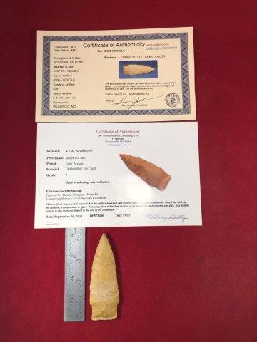 SCOTTSBLUFF    INDIAN ARTIFACT ARROWHEAD WITH 2 COAs (1 of 6)