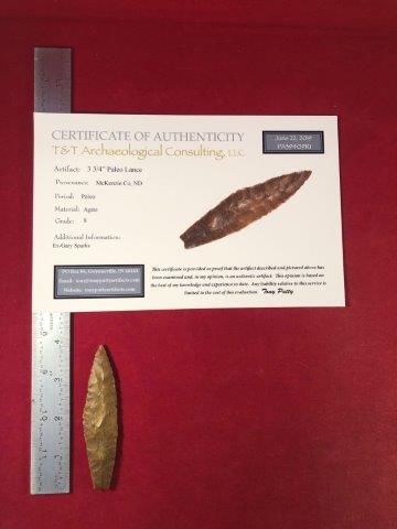 PALEO LANCE    INDIAN ARTIFACT ARROWHEAD WITH COA (1 of 5)
