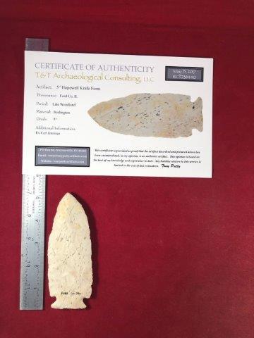 HOPEWELL KNIFE FORM    INDIAN ARTIFACT ARROWHEAD WITH (1 of 5)