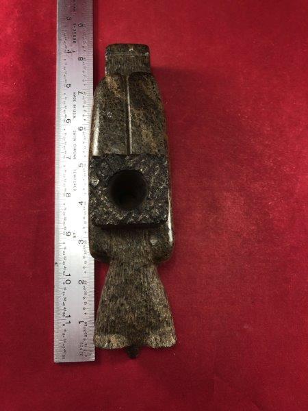 OWL EFFIGY STONE PIPE     INDIAN ARTIFACT POTTERY (1 of 7)