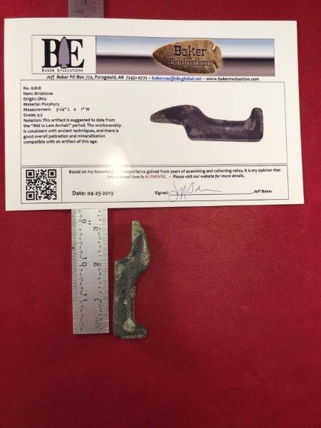 BIRDSTONE     INDIAN ARTIFACT ARROWHEAD WITH COA (1 of 6)