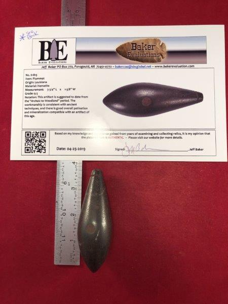 HEMATITE PLUMMET INDIAN ARTIFACT  ARROWHEAD W/ COA (1 of 7)