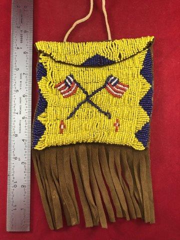 BEADED PIPE BAG    INDIAN POTTERY ARTIFACT ARROWHEAD (1 of 4)
