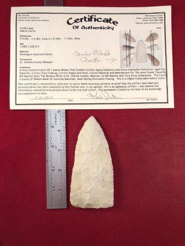 ADENA    INDIAN ARTIFACT ARROWHEAD WITH COA (1 of 4)