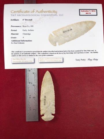 DOVETAIL    INDIAN ARTIFACT ARROWHEAD WITH COA (1 of 5)