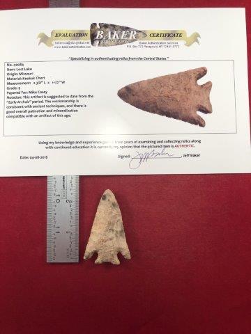 LOST LAKE     INDIAN ARTIFACT ARROWHEAD WITH COA (1 of 5)