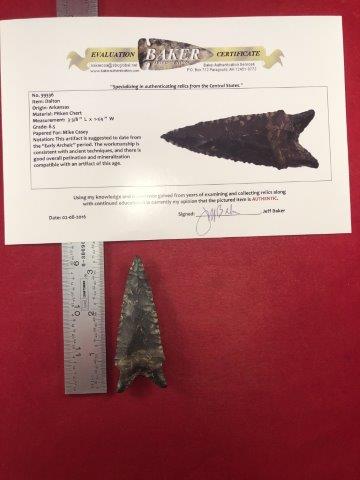 DALTON     INDIAN ARTIFACT ARROWHEAD WITH COA (1 of 5)