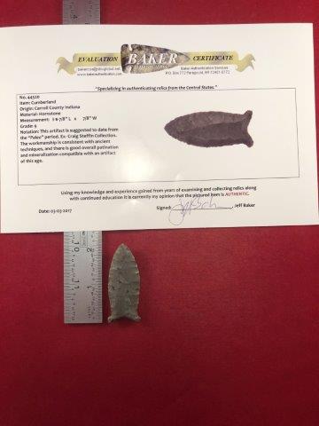 CUMBERLAND INDIAN ARTIFACT ARROWHEAD WITH COA (1 of 5)