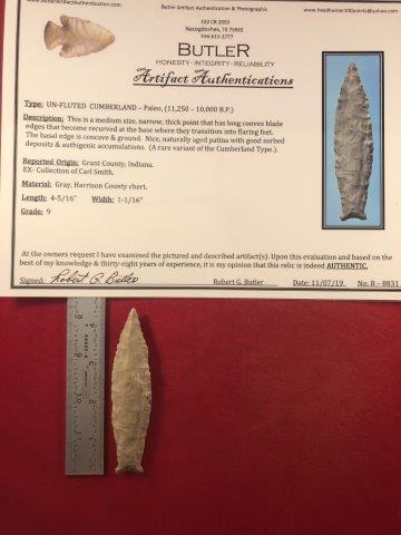 UNFLUTED CUMBERLAND INDIAN ARTIFACT ARROWHEAD W/ COA (1 of 5)