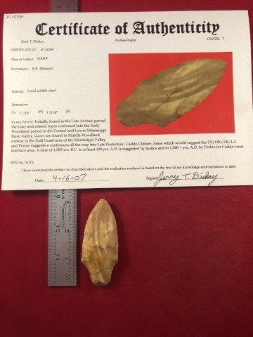 GARY  INDIAN ARTIFACT ARROWHEAD W/ COA (1 of 5)