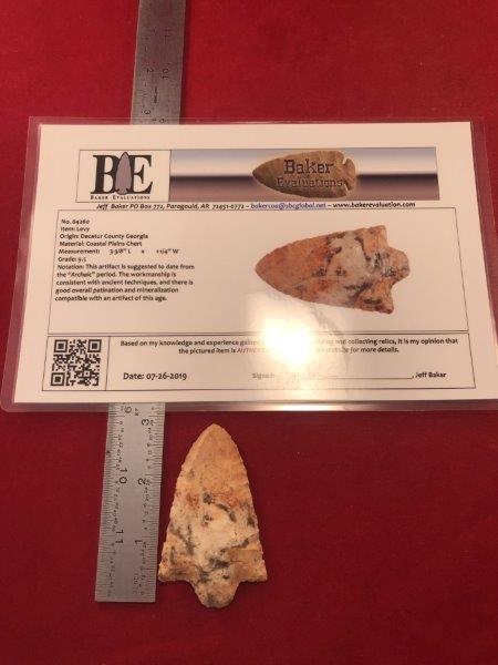 LEVY    INDIAN ARTIFACT ARROWHEAD W/COA (1 of 5)