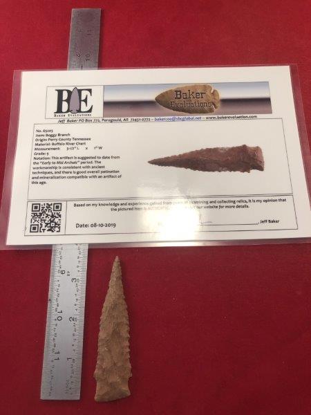 BOGGY BRANCH     INDIAN ARTIFACT ARROWHEAD W/COA (1 of 5)