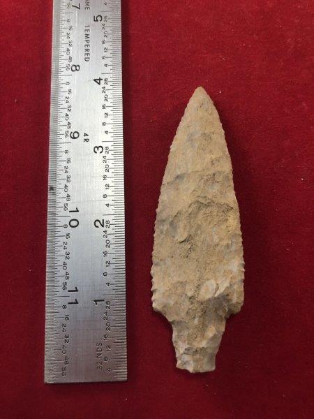LITTLE BEAR CREEK INDIAN ARTIFACT POTTERY ARROWHEAD: THIS BEAUTIFUL NATIVE AMERICAN INDIAN ARTIFACT IS 3&5/8 INCHES LONG. IT IS FROM TENNESSEE. IT WILL MAKE A GREAT ADDITION TO YOUR COLLECTION! KEY WORDS: NATIVE AMERICAN INDIAN ARTIFACT ARTIFACTS ARROWH