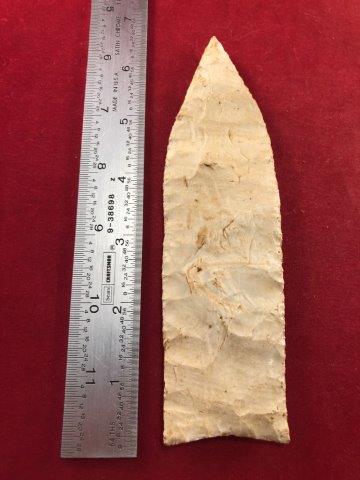 PALEO KNIFE INDIAN ARTIFACT POTTERY ARROWHEAD: THIS BEAUTIFUL NATIVE AMERICAN INDIAN ARTIFACT IS 6&3/16 INCHES LONG. IT IS FROM MISSOURI . IT WILL MAKE A GREAT ADDITION TO YOUR COLLECTION! KEY WORDS: NATIVE AMERICAN INDIAN ARTIFACT ARTIFACTS ARROW