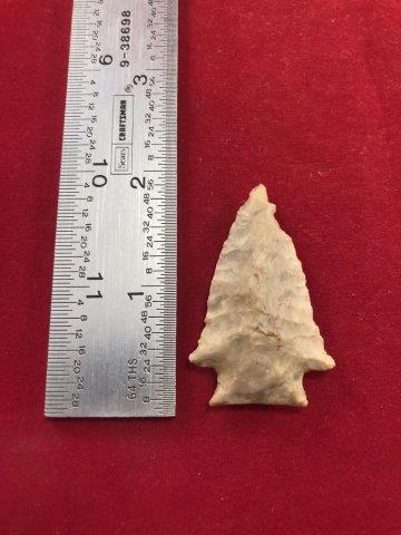 PINETREE INDIAN ARTIFACT ARROWHEAD: THIS BEAUTIFUL NATIVE AMERICAN INDIAN ARTIFACT IS 1&7/8 INCHES LONG. IT IS FROM ARKANSAS. THIS WONDERFUL COLLECTION BELONGED TO CHRIS PERRY. IT WILL MAKE A GREAT ADDITION TO YOUR COLLECTION! KEY WORDS