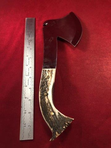 HAND FORGED BONE HANDLE HATCHET INDIAN ARTIFACT: THIS BEAUTIFUL NATIVE AMERICAN INDIAN ARTIFACT IS 13 INCHES LONG. IT IS FROM MISSOURI. IT WILL MAKE A GREAT ADDITION TO YOUR COLLECTION! KEY WORDS: NATIVE AMERICAN INDIAN ARTIFACT ARTIFACTS ARROWHEAD 