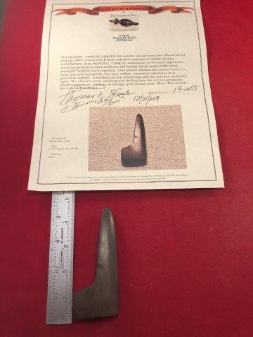 BANNERSTONE INDIAN ARTIFACT ARROWHEAD W/COA: THIS BEAUTIFUL NATIVE AMERICAN INDIAN ARTIFACT IS 4&1/4 INCHES LONG. IT IS FROM SENECA COUNTY OHIO. IT COMES WITH A BANNERSTONE TOM CERTIFICATE OF AUTHENTICITY. IT WILL MAKE A GREAT ADDITION TO YOUR C