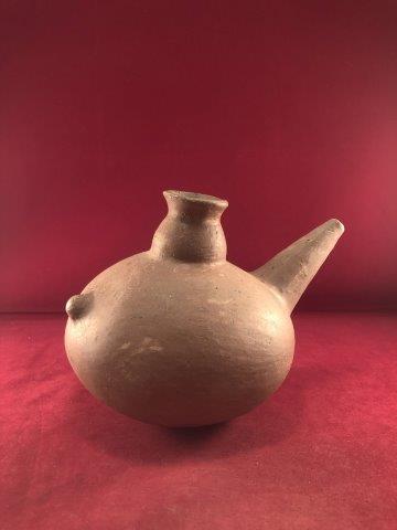 QUAPAW REDWARE TEAPOT INDIAN ARTIFACT POTTERY: THIS BEAUTIFUL NATIVE AMERICAN INDIAN ARTIFACT IS 5 INCHES TALL BY 7&1/2 INCHES WIDE. IT IS FROM ARKANSAS. IT HAS BEEN REPAIRED. IT WILL MAKE A GREAT ADDITION TO YOUR COLLECTION! KEY WORDS: NATIVE AME