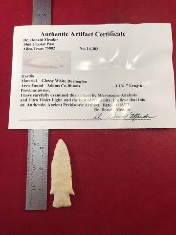 HARDIN ARROWHEAD INDIAN ARTIFACT WITH COA (1 of 4)