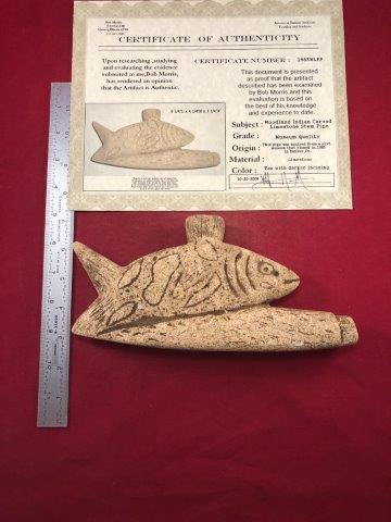 CARVED LIMESTONE STEM PIPE     WITH COA (1 of 5)
