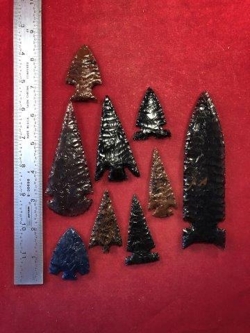 9 OBSISION POINTS     INDIAN ARTIFACT ARROWHEAD (1 of 1)