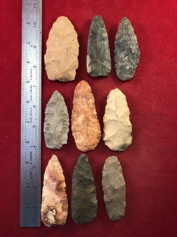 9 BLADES     INDIAN ARTIFACT ARROWHEAD (1 of 1)