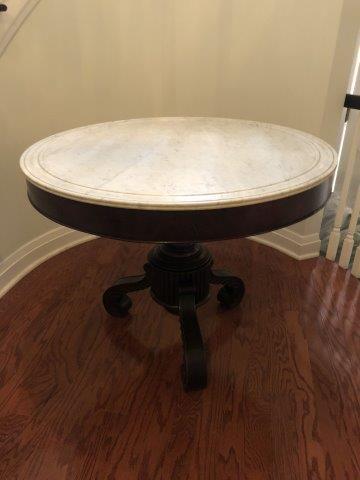 Ornate Antique White Marble Top Table: Ornate Antique White Marble Top Table