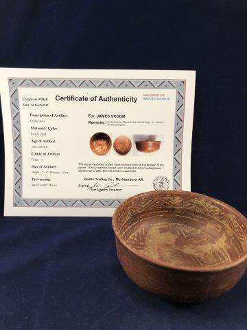PRE- COLUMBIAN UTILITY BOWL    WITH COA (1 of 7)