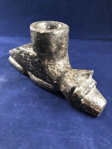 WOLF EFFIGY STONE PIPE    INDIAN ARTIFACT ARROWHEAD (1 of 5)