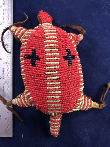 BEADED TURTLE FETTISH     INDIAN ARTIFACT ARROWHEAD (1 of 3)