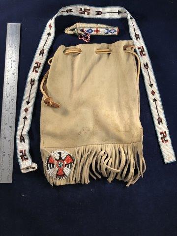 CHILDS BEADED BELT & ARM BAND & BAG     INDIAN ARTIFACT (1 of 3)