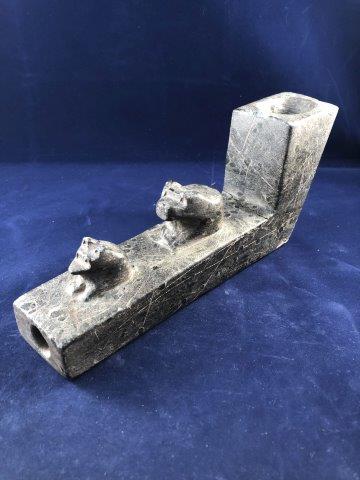 BEAR EFFIGY STONE PIPE     INDIAN ARTIFACT ARROWHEAD (1 of 9)