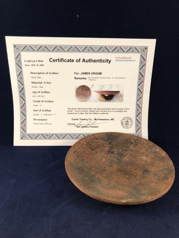 PRE- COLUMBIAN UTILITY BOWL    WITH COA (1 of 5)