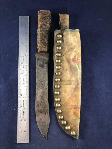 PARFLECHE KNIFE CASE & HAND FORGED KNIFE (1 of 4)
