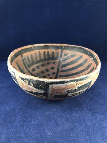 ANASAZI BOWL POTTERY: THIS BEAUTIFUL NATIVE AMERICAN INDIAN ARTIFACT IS 3 INCHES TALL AND 6&3/4 INCHES WIDE. IT IS FROM NEW MEXICO. IT HAS VERY GOOD PAINT AND A MINOR REPAIR. IT WILL MAKE A GREAT ADDITION TO YOUR COLLECTIO