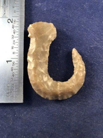 CHIPPED FISHING HOOK    INDIAN ARTIFACT ARROWHEAD (1 of 3)