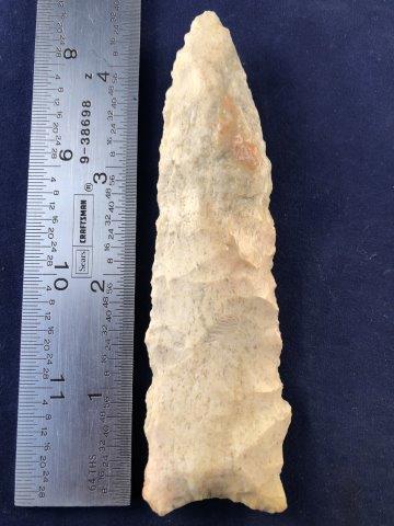DALTON INDIAN ARTIFACT ARROWHEAD: THIS BEAUTIFUL NATIVE AMERICAN INDIAN ARTIFACT IS 4&1/2 INCHES LONG. IT IS FROM CLARK COUNTY, MISSOURI. IT WILL MAKE A GREAT ADDITION TO YOUR COLLECTION! KEY WORDS: NATIVE AMERICAN INDIAN ARTIFACT ART