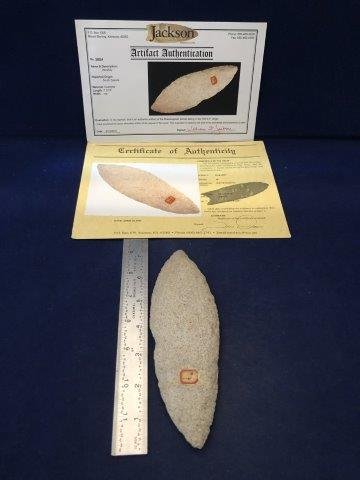 HARAHEY WITH 2 COA's: THIS BEAUTIFUL NATIVE AMERICAN INDIAN ARTIFACT IS 7 INCHES LONG. IT IS FROM SOUTH DAKOTA. IT HAS A TOM DAVIS & A JACKSON CERTIFICATE OF AUTHENTICITY. IT WILL MAKE A GREAT ADDITION TO YOUR COLLECTION! 
