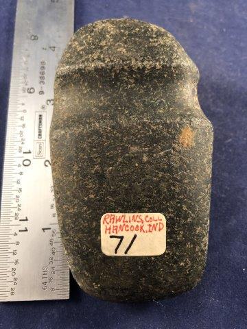 GROOVED AXE INDIAN ARTIFACT ARROWHEAD: THIS BEAUTIFUL NATIVE AMERICAN INDIAN ARTIFACT IS 3&3/4 INCHES LONG. IT IS FROM HANCOCK COUNTY, INDIANA. RAWLINS COLLECTION. IT WILL MAKE A GREAT ADDITION TO YOUR COLLECTION! KEY WORDS: NATIVE AMERICA