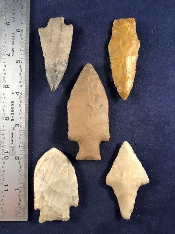5 ARKANSAS POINTS     INDIAN ARTIFACT ARROWHEAD (1 of 1)