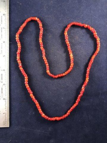 RED GLASS BEADS WITH WHITE CENTER    INDIAN ARTIFACT (1 of 2)