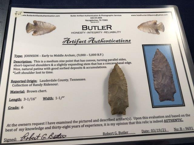JOHNSON       WITH COA     INDIAN ARTIFACT ARROWHEAD (1 of 5)