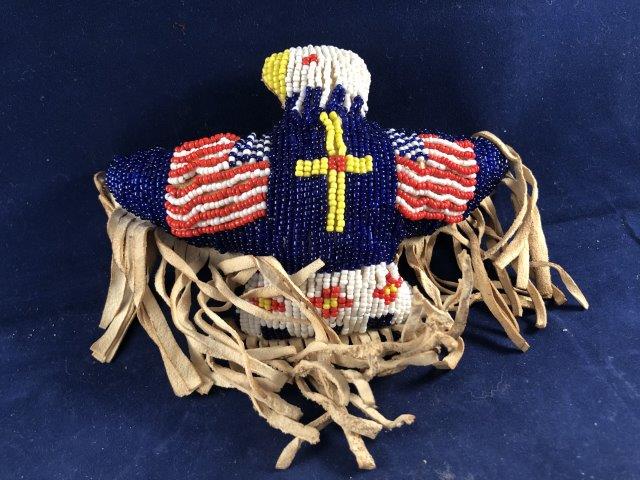BEADED EAGLE EFFIGY FETTISH     INDIAN ARTIFACT (1 of 2)